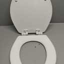 Mayfair Linden Slow Close Toilet Seat, Non Slip Heavy Duty Wood, Easy Install, Round, White