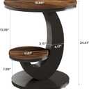 Tribesigns Round End Table, 2 Tiers Side Table with Storage Shelf, Sofa Side Bedside Nightstand with Wood Metal Arc-Shaped Frame for Small Spaces, Living Room, Bedroom, Easy to Assemble, Brown (1PCS), 19.69"D x 19.69"W x 24.41"H