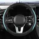Car Steering Wheel Cover, Leather Steering Wheel Cover Blue Universal 14.5-15 Inch Microfiber Leather Anti-Slip Breathable Auto Steering Wheel Covers for Men Women (Black&Blue)