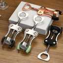 KORCCI Wine Opener, Wine Bottle Opener, Zinc Alloy Wing Corkscrew Heavy Duty, Cork Screw Beer Opener for Bartenders, Multifunctional Bottle Opener for Home Kitchen, Restaurant, Bar, Waiters (Black)