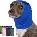 Dog Calming Hoodie, Ear Muffs Noise Protection for Anxiety Relief, No Shake Ear Wraps for Dogs - Grooming, Bath, Blow Drying, Fireworks, Thunderstorms, Hematoma Ear Cover Head Wrap, Blue XL