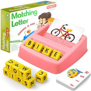 HahaGift Educational Toys for 2-5 Year Old Girl Gifts, Matching Letter Learning Games Activities, Christmas Birthday Gift for Toddler Kids Age 2 3 4 5 Year Olds Girls (Pink)