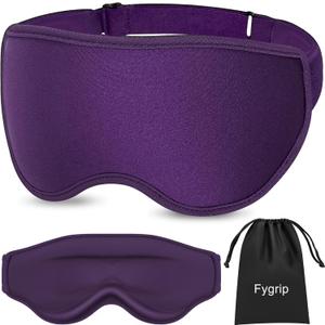 Fygrip 3D Eye Mask Sleep Mask for Men & Women, 100% Pressure-Free & Light Block-Out Eye Mask for Sleep with Easy Adjustable Strap, Night Eye Cover for Travel, Purple