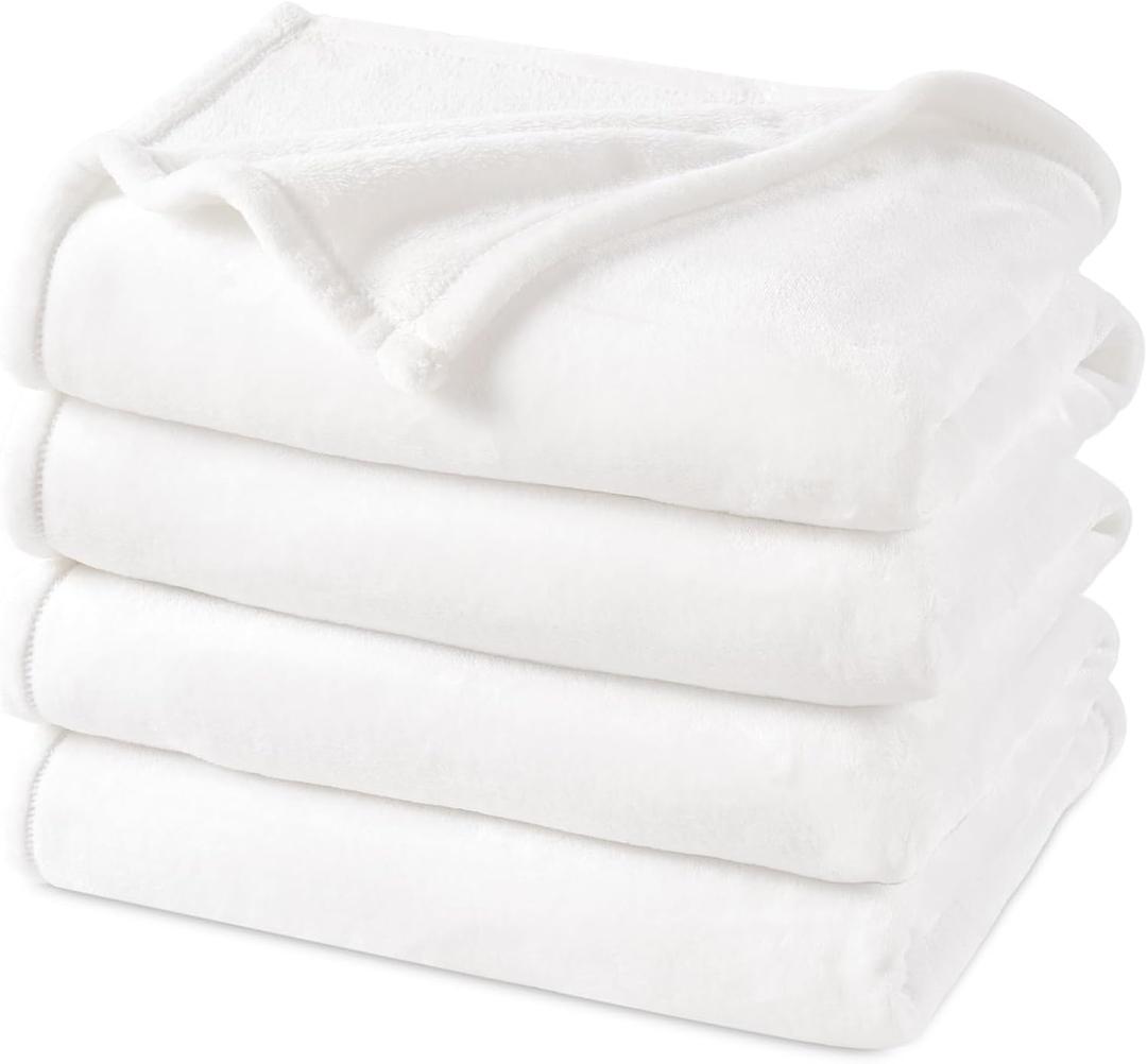 PHF No Shed No Pilling Fleece Blankets Queen Size -Ultra Soft Lightweight & Cozy Bed Blanket, Plush Anti-Stati Microfiber, Room Home Decor Gifts for Women and Men, 90" x 90", White