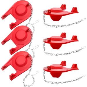 Peryiter 6 Pcs Toilet Flapper Replacement Kit Universal Toilet Plug Flapper with Stainless Chain for 2 Inch Flush Valves, Water Saving
