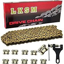 420 Motorcycle Gold Chain 132 Link Standard Roller Chain with Chain Breaker 10 Connecting Master Link for 100cc 110cc 125cc Dirt Pit Bike ATV Quad Go Kart Scooter