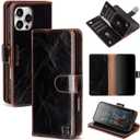 Compatible with iPhone 16 Pro Wallet Case with Card Holder,Women Men RFID Blocking PU Leather Folio Flip TPU Protective Cover Credit Card Slots,Phone Case for Apple 16 Pro 6.3",Coffee