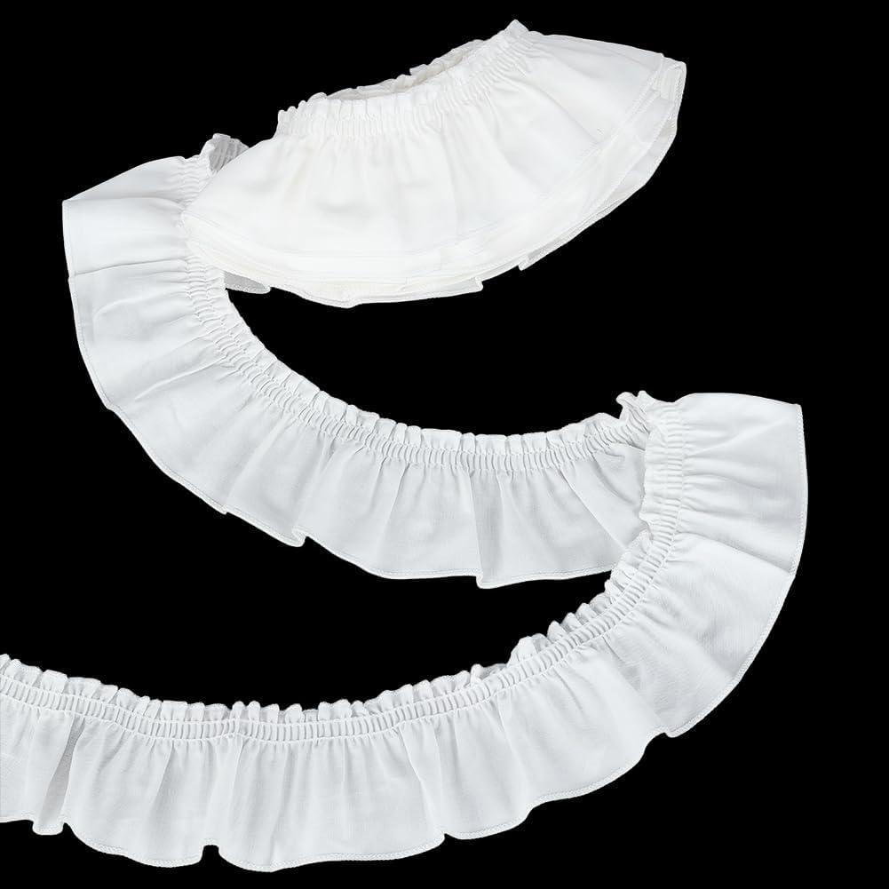 FINGERINSPIRE 5 Yards Cotton Pleated Ribbon 2-3/8 inch Wide Ruffled Wave Edge Ribbon Milky White Ruffled Edge Lace Trim Pleated Trimming Lace for Wedding Dresses Clothes DIY Crafts Home Decor