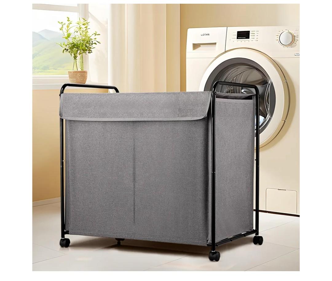 EasyAcc Laundry Basket with Wheels, Rolling Laundry Hamper, 39 Gallons (150L), Laundry Basket, Large Capacity Blanket Storage, Carbon Steel Frame 24 x 16.8 x 23.4 Inches EasyAcc Laundry Basket with Wheels, Rolling Laundry Hamper, 39 Gallons (150L), Laundry Basket, Large Capacity Blanket Storage, Carbon Steel Frame 24 x 16.8 x 23.4 Inches