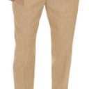 Beotyshow Mens Linen Pants Casual Elastic Waist Trousers Summer Beach Lightweight Pants (Beige, L)