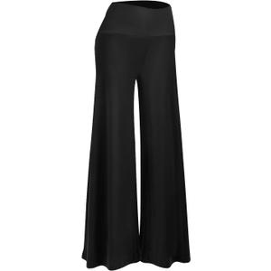 Arolina Women's Stretchy Wide Leg Palazzo Lounge Pants Casual Comfy High Waist Palazzo Pants (Large, Black)
