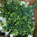 Artificial Flowers Outdoor,UV Resistant Fake Flowers 20 Bundles Faux Outdoor Plants Plastic Flowers Greenery Bushes for Indoor Outside Home Porch Decoration (White)