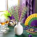 Tifeson 24 Pcs Mardi Gras Decorations Berry Picks, 17 inch Glitter Purple Gold Green Carnaval Artificial Tree Topper Mardi Gras Floral Picks for Wreaths Table Centerpiece Vase Home Decor