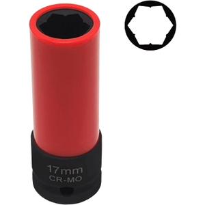 17mm Wheel Lock Nut Removal Socket Compatible with Mercedes Benz S Series W221, 1/2" Drive Anti-theft Protective Lug Nut Extractor, Flower Head Design Metal Wheel Nut Wrench