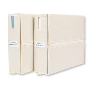 Bed Sheet Organizer and Storage Container for Linen Bathroom Closet Storage and Organization, Foldable Bedding Storage for King, Queen, Twin Sheet Sets & Duvet Covers,Ivory Colorway(2 Pcs)