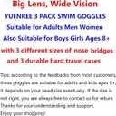 3 Pack Unisex Swim Goggles for Adults and Kids Ages 6+ with 3 Durable Cases