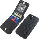 KIHUWEY Compatible with iPhone 13 Case Wallet with Credit Card Holder, Premium Leather Magnetic Clasp Kickstand Heavy Duty Protective Cover for iPhone 13 6.1 inch (Carbon Black)