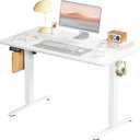 SMUG Standing Desk, Adjustable Height Electric Sit Stand Up Down Computer Table, 40x24 Inch Ergonomic Rising Modern Lift Motorized Gaming Desktop Workstation for Work Home Office, White