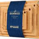 Hiware 4-Piece Extra Large Bamboo Cutting Boards Set for Kitchen, Heavy Duty Cutting Board with Juice Groove, Bamboo Chopping Board Set for Meat, Vegetables - Pre Oiled (Natural)