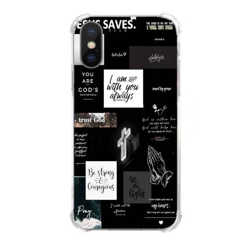 Cjoelzky Aesthetic Christian Collage Phone Case Compatible with iPhone X/XS，Black Jesus God Collage Cool Teen Woman Girl Boy Case for iPhone X/XS,Silicone Shockproof TPU Bumper Protective Case
