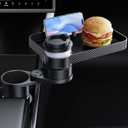Car Cup Holder (2.9 inches in Diameter) Tray Table, Swivel Car Food Tray for Passenger Seat for Eating, Cup Holder Expander with Phone Holder, Drink Holder for Car, Road Trip Essentials