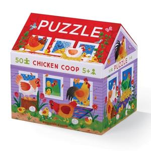 Crocodile Creek 50-Piece Jigsaw Puzzle - Fun Table or Floor Puzzles for Kids Ages 4-6 and Up - Includes Heavy-Duty Shaped Box for Storage - Chicken Coop - 14" x 18" Finished