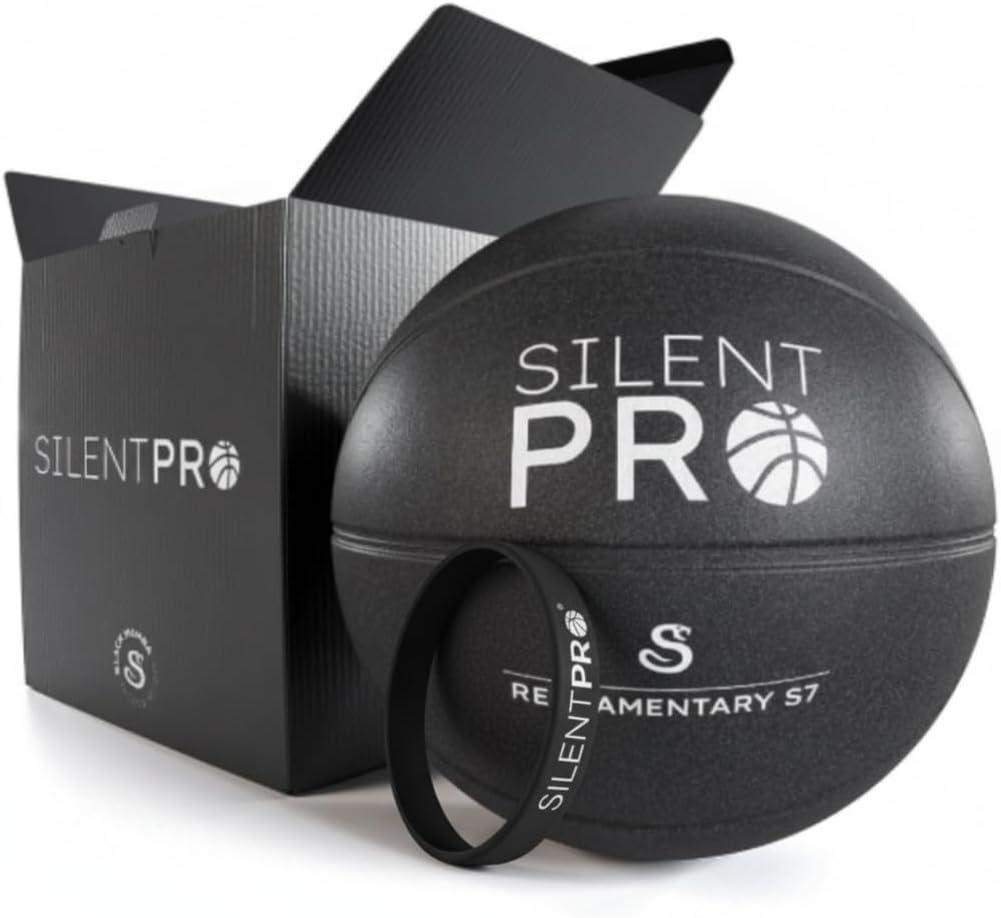 Silent Basketball Black Mamba Size 7 (29.5") Quiet Indoor Dribbling Premium Foam Basketball, Exact Shape Certified Child Safe Soundless, Noiseless Indoor Play