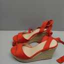 Liyuandian Womens Platform Espadrille Wedges Open Toe High Heel Sandals with Ankle Strap Buckle Up Shoes (7.5, Red)