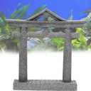 livelyfish Japanese Fish Tank Decorations Asian Aquarium Decor Torii Gate Ornament Japanese Shrine Oriental Pagoda Aquarium Sandstone Bridge Statues Betta Fish Decorations for Tank, L2