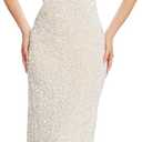 OVRUNS Women Sequin Dress Sleeveless V Neck A Line V Back with Liner Sparkly Evening Party Glitter Cocktail Formal Midi Dress (M)