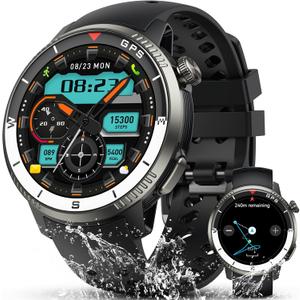 Smart Watch(Answer/Make Call), GPS Smartwatch for Men Women, 1.43"HD AMOLED Display, Fitness Activity Tracke with 170+ Sport Modes, 5 ATM Water-Resistance, Pedometer, Stress, Heart Rate, Sleep Monitor