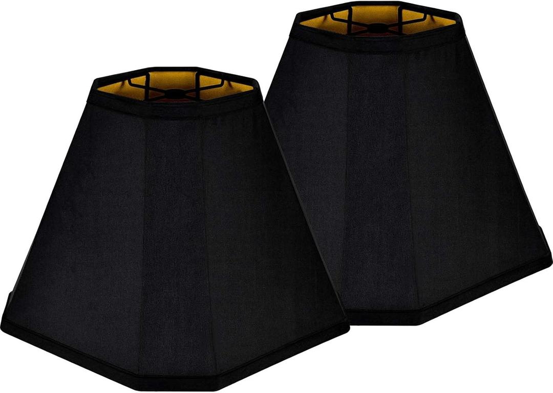 GO&SO Bell Lamp Shades Set of 2 Black Scalloped Lamp Shade, Replacement Lamp Shade For Floor & Table Lamp Shade, 6.5"Top x 13"Bottom x 11.2"Slant Height x 10.5''Vertical Height(Spider), Easy Assembly