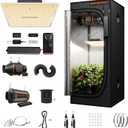 Spider Farmer 2x2x5ft Grow Tent Kit with GGS AC5 Power Strip Complete System, SF1000D Full Spectrum LED Grow Light 24"X24"X55" Indoor Tent with 4" Ventilation System
