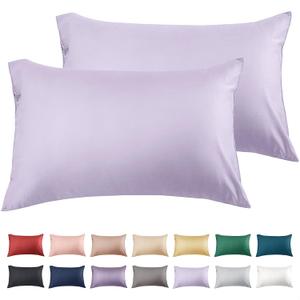 Warmstar Cotton Pillow Cases Standard Size Set of 2, 600 Thread Count Pillowcases 20x26 Inches, Soft Long Staple Cotton Pillowcases Breathable with Envelope Closure, Lavender