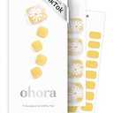 ohora Semi Cured Gel Pedi Strips (P Sun Daisy) - Yellow, Patterned, Works with UV/ LED Lamps, Salon-Quality, Long Lasting, Easy to Apply & Remove - Includes 2 Prep Pads, Nail File & Wooden Stick