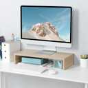 TEAMIX 20 Inch Wood Monitor Stand Riser, Wooden Desktop Stand for PC/TV/Laptop/Printer, Cozy Monitor Riser with Storage, Computer Stand Space-Saving