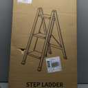 Taranta 3 Step Ladder, Aluminum Lightweight Folding 3 Step Stool with Anti-Slip Wide Pedal, 330lbs Capacity Step Ladder for Household, Kitchen, Office - Black Woodgrain