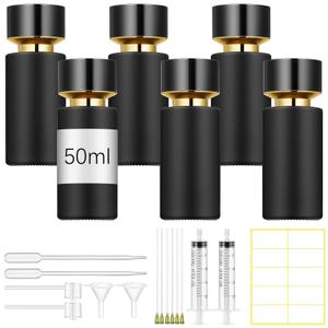 6 Pack 50ml Glass Perfume Bottles and Refill Tools Set, Travel Perfume Atomizer Spray Bottles, Portable Empty Refillable Atomizer Decanters with Dispenser Transfer Kit