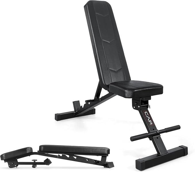 CAP Foldable Adjustable Utility Bench, 6 Positions, 600lb Capacity, Black
6 Backrest Positions, Foldable Design, Thick Box-Stitched Padding, 600lb Capacity, Steel Frame, Non-Slip Feet