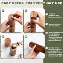 Wooden Salt and Pepper Grinder Set 11.8 Inch Manual Salt and Pepper Mill with Tray Adjustable Coarseness and Refillable Wood Grinders with Gold Bottle Label for Kitchen(Wood Color)