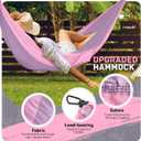 Camping Hammock Lightweight, Portable Hammocks Parachute Hammock with Two Tree Straps, Single or Double Travel Swing Nylon Camp Hammocks, Outdoor Essentials for Beach Backpacking Hiking, Pink Purple
