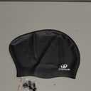 Womens Silicone Swim Cap for Long Hair, 3D Ergonomic Design Silicone Swimming Caps for Women Kids Men Adults Boys Girls with Ear Plug and Nose Clip(Black/ L)