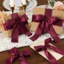 Pretty Jolly Burgundy Silk Satin Ribbon for Flower Bouquet 4 Rolls 1 1/2 Inch x 5Yd Handmade Frayed Fabric Ribbons for Gift Wrapping,Crafts,Baby Shower,Wedding Invitations,Hair Bows and Holiday Decor