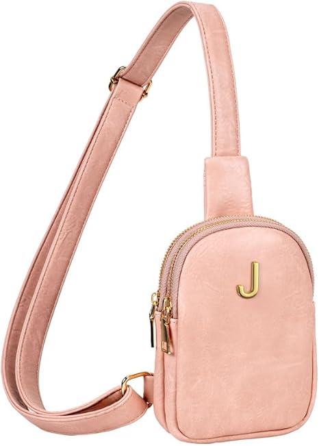 Gifts for Preteens Teen Girls, Sling Purse with Initial Letter for 8 9 10 11 12 13 14 15 16 Year Old Girls, Mini Crossbody Bags for Teen Girls, Tween Girls Trendy Stuff, Travel Essentials Baby Pink