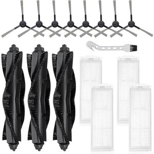 WVCR200S Replacement Parts for WYZE Robot Vacuum Cleaner WVCR200S Spare Accessories, 3 Main Roller Brush, 8 Side Brushes, 4 Hepa Filters, 1 Cleaning Tool