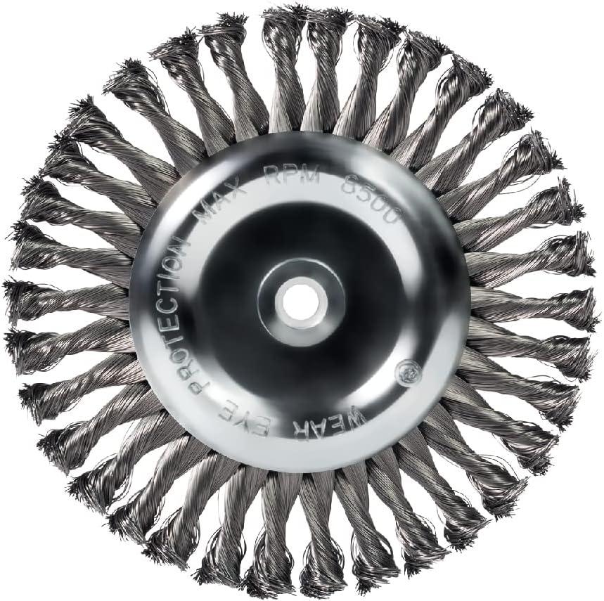 184020 - 8" x 5/8" x 1/2", 5/8" Knot Wire Wheel, .014 Carbon Steel