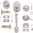 Amazon Basics Front Door Lock Set, Handleset with Shelby Lever, Single Cylinder, Easy to Install, Satin Nickel