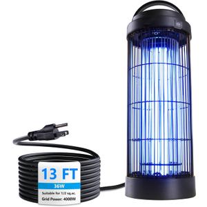 Large Size Bug Zapper Outdoor for 1/2 Acres with 13FT Power Cord, 4000V Instant Killing Grid Removable Hanging High Power Outdoor Mosquito Killer, Fly Trap Lamps for Camping Patio Home (Black)