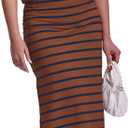 SeSe Code Womens 2 Piece Outfits Striped Matching Skirt Set Sleeveless Tank Tops and Side Slit Midi Skirts (Brown, M)