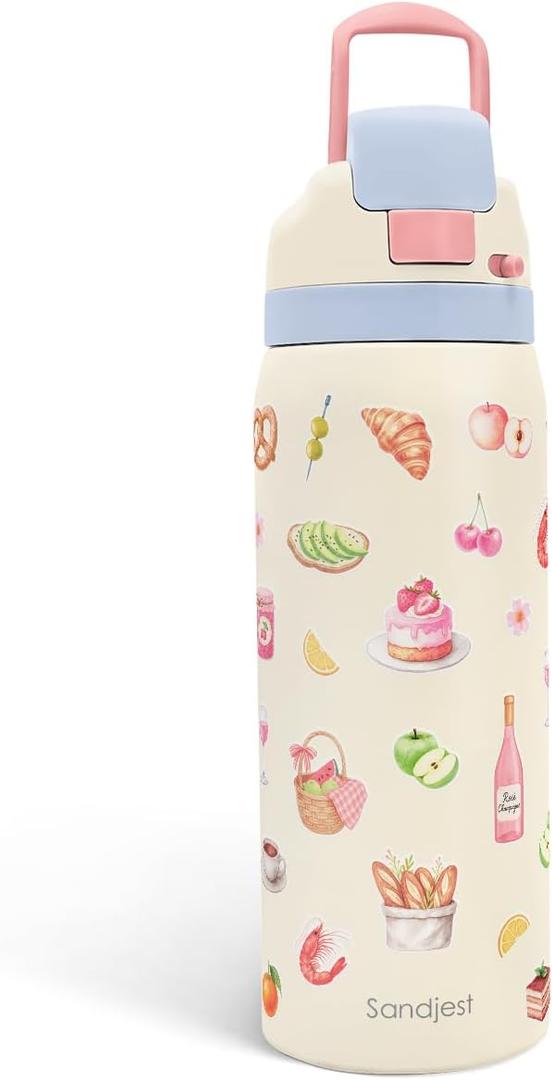 Picnic Stainless Steel Water Bottle, Vacuum Insulated, Push-Button Lid, 32 oz, Gifts for Women Girls Friends Teens Birthday Christmas